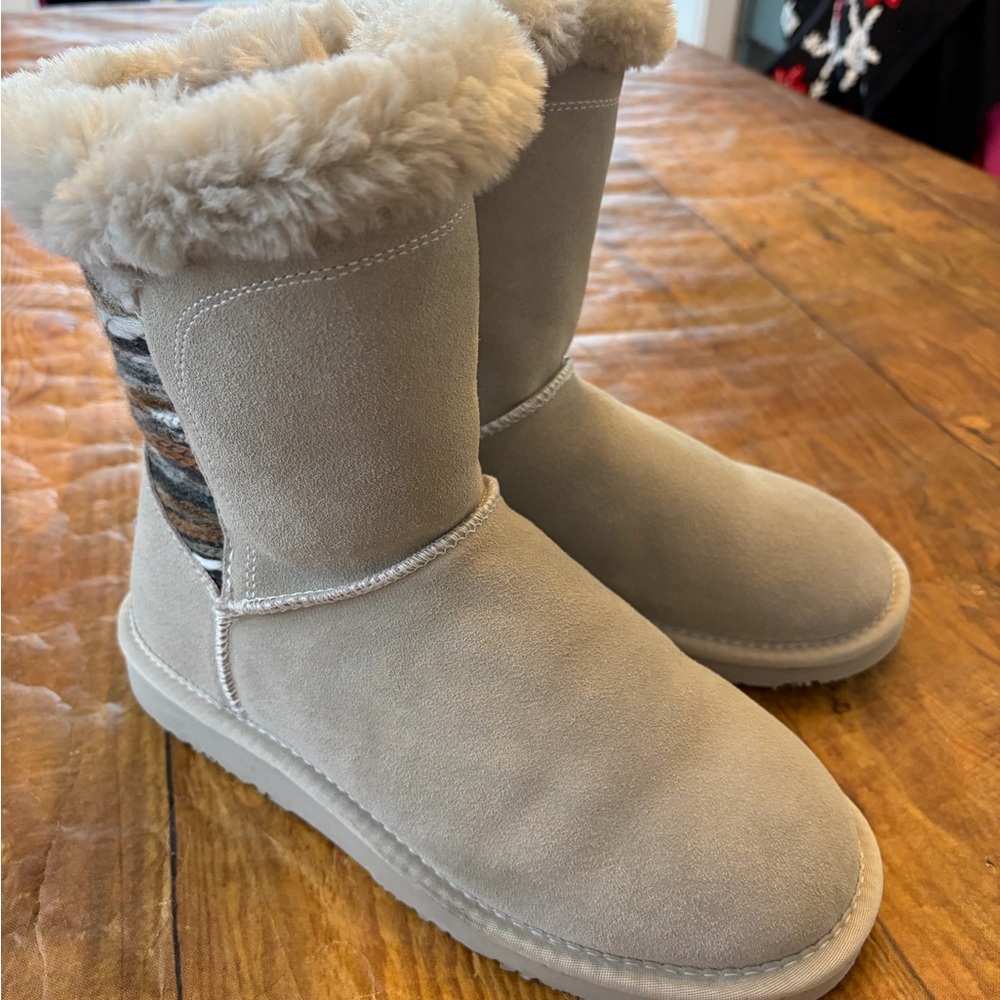 Lamo Tan Winter Boots with Fur‎ Trim